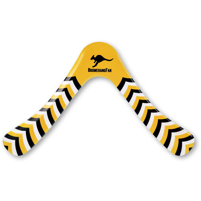 Boomerangfan - Spirit Bumerang mit Känguru in schwarz-weiß-gelb