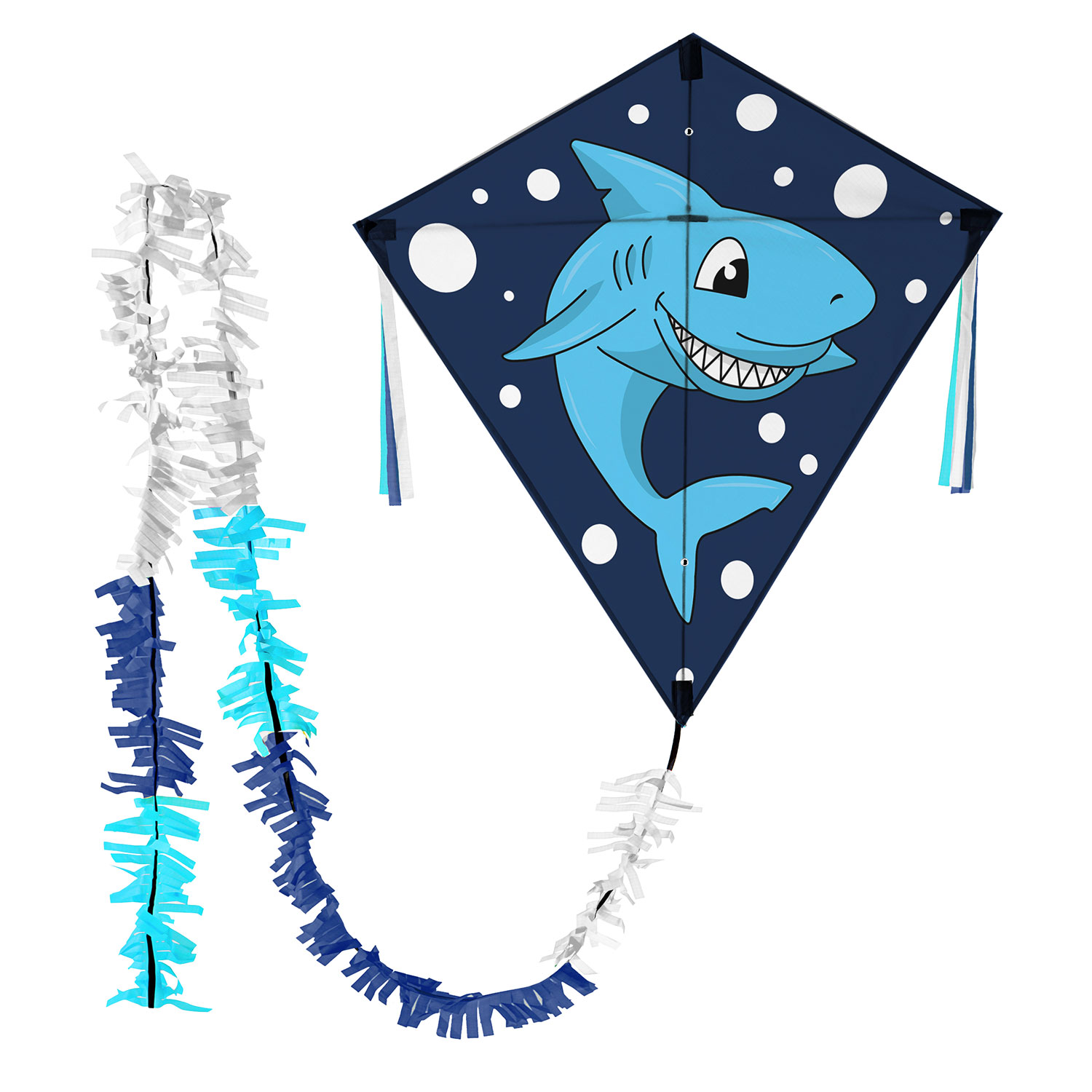Witziger blauer Rautendrachen für Kinder mit Haifisch kaufen!