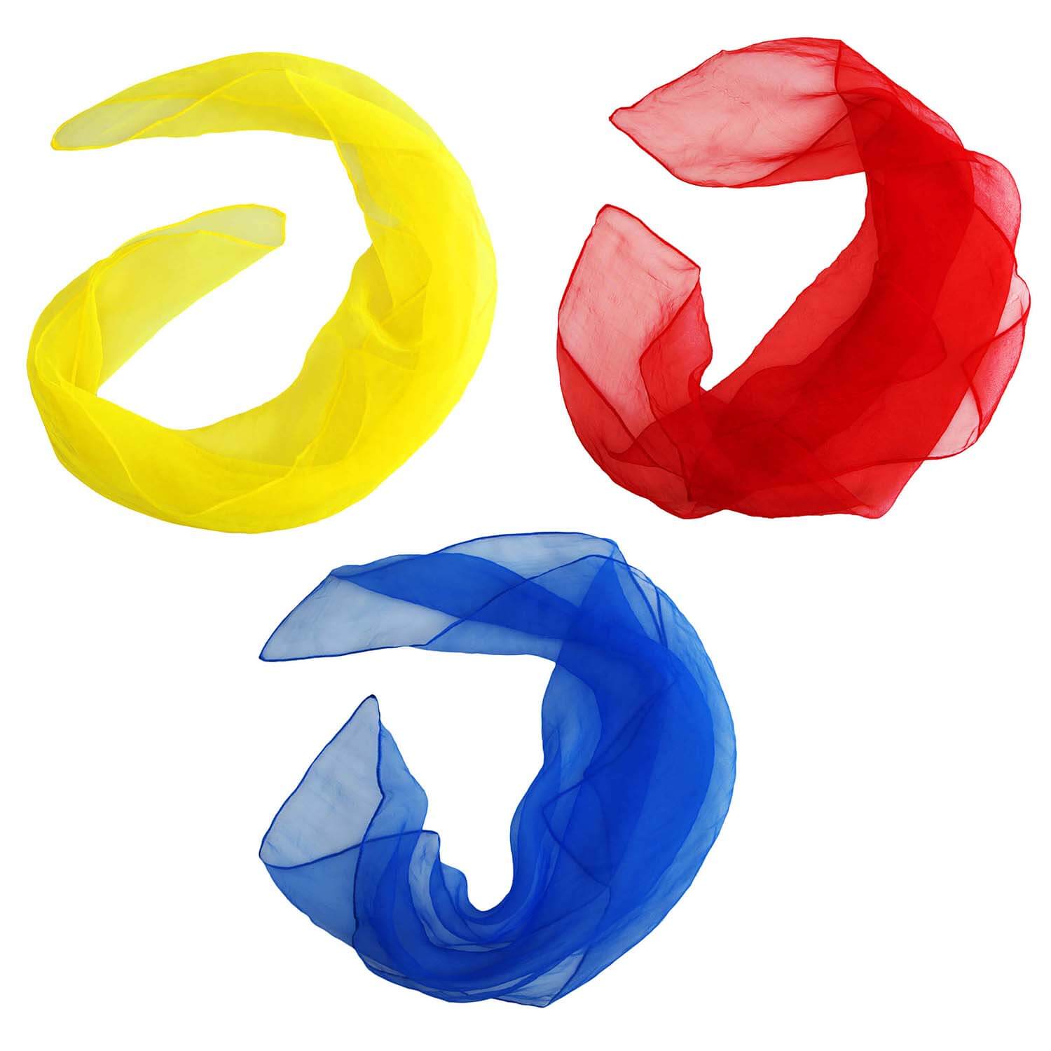 Bunte Diabolo Freizeitsport Jongliertücher 3 Stück in Rot, Gelb, Blau kaufen!