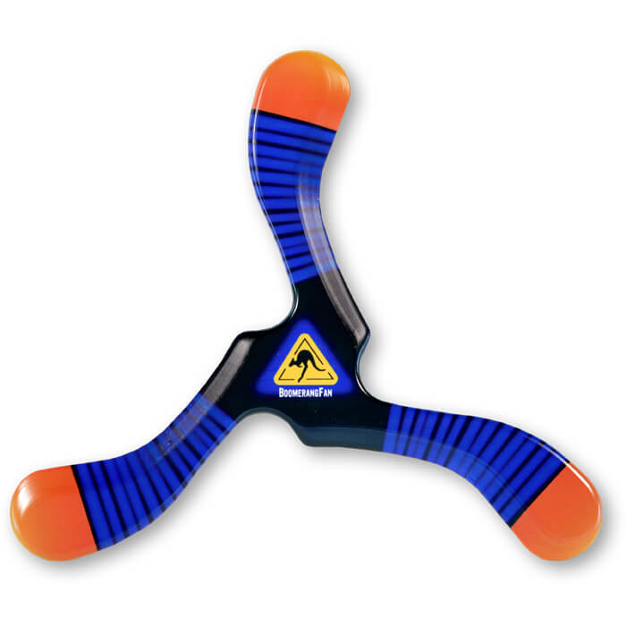 Boomerangfan - Zebra Dreiflügler Bumerang blau-orange-schwarz mit Känguru
