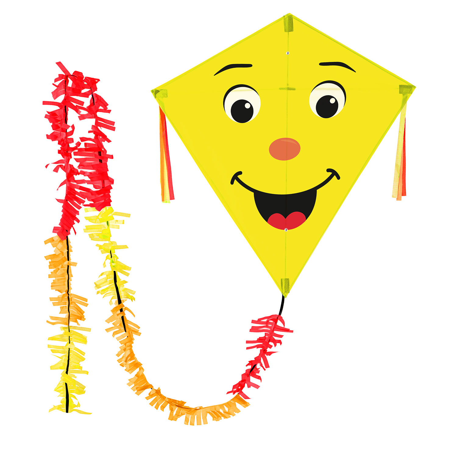 Gelber Rautendrachen für Kinder mit lachenden Gesicht kaufen!