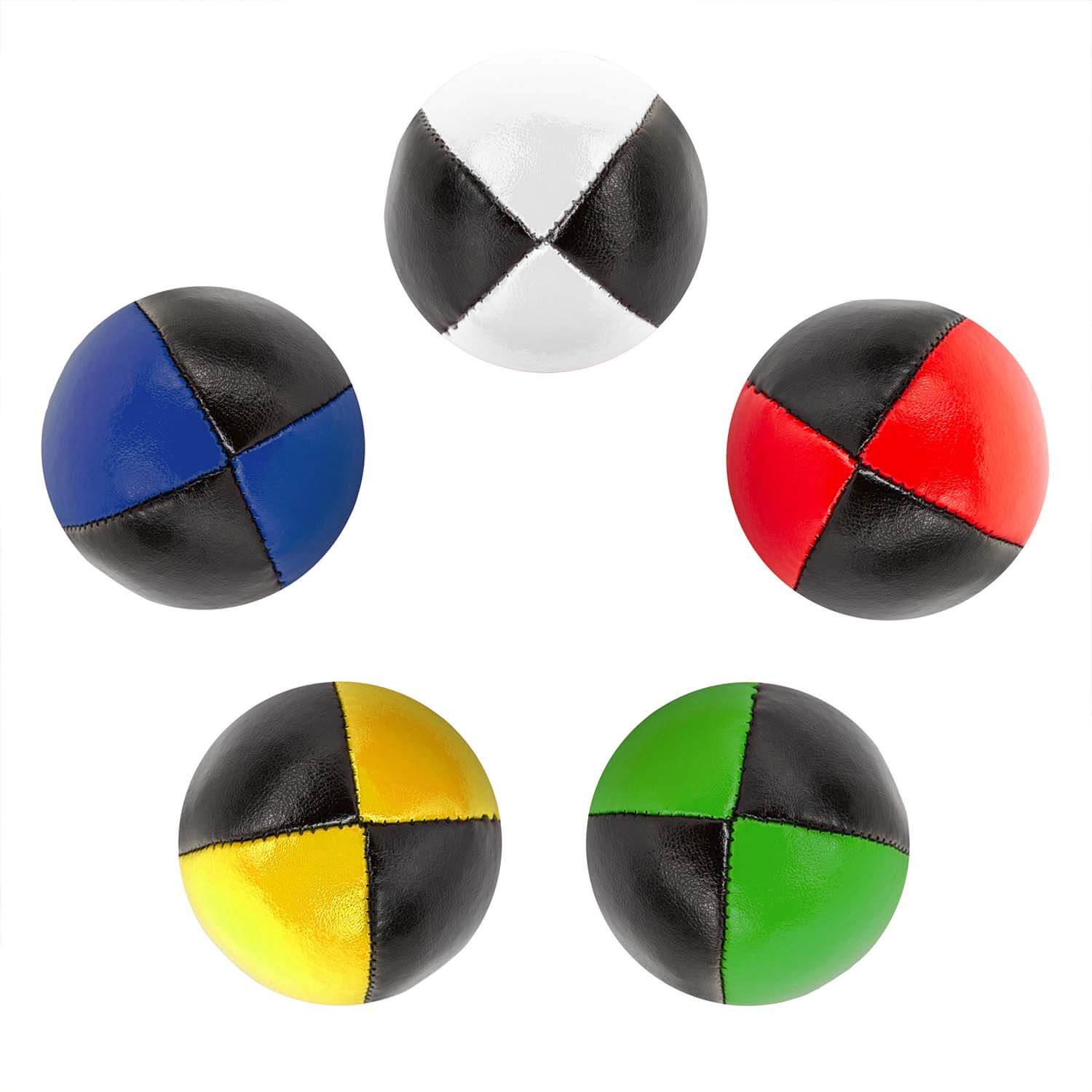Diabolo Freizeitsport - Jonglierball Premium Zweifarbig mit Schwarz 5er Set Alle Farben