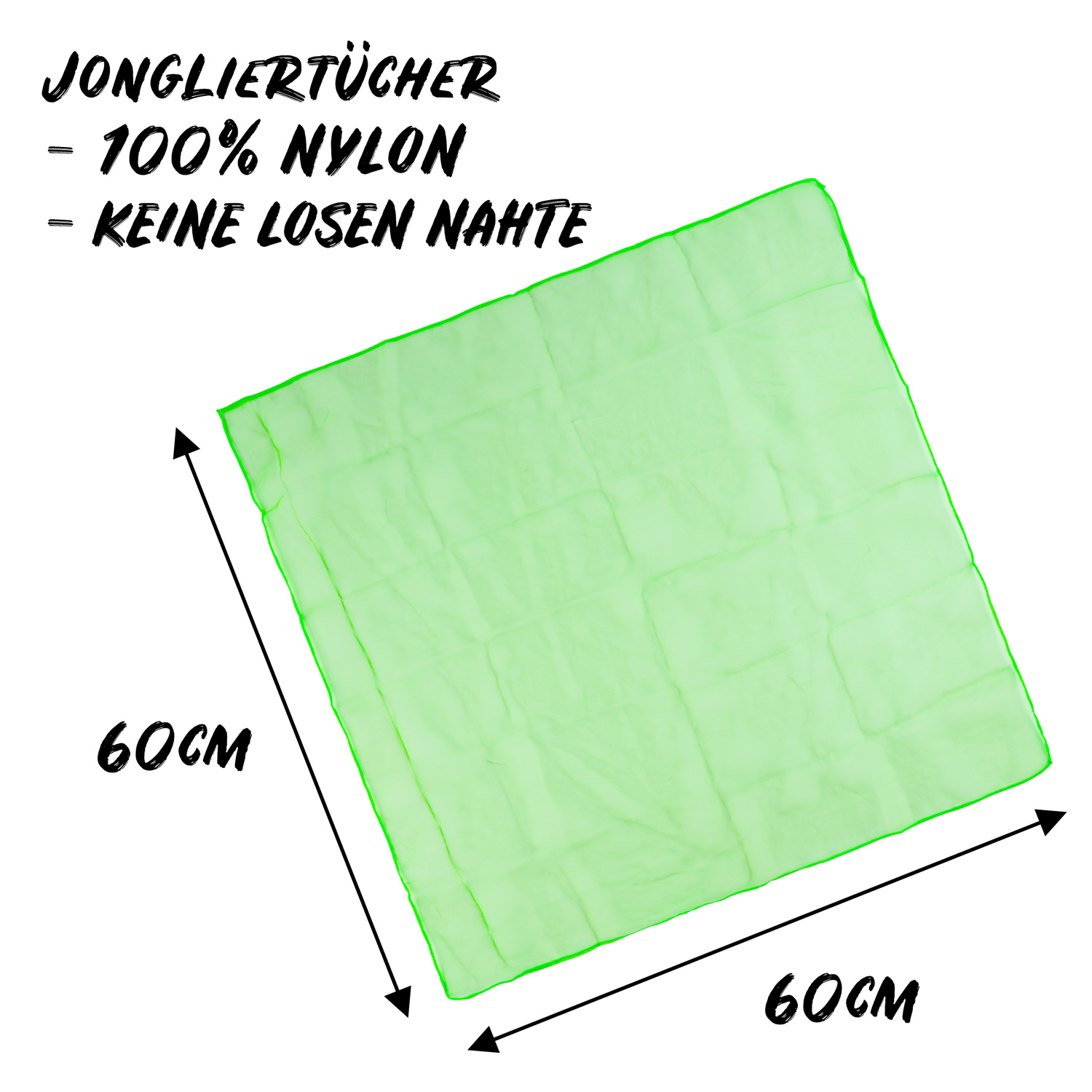 Diabolo Freizeitsport Jongliertücher UV 60cm (5er Set)